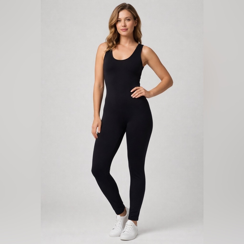 Votique Black Sleeveless Full-Length Bodysuit Jumpsuit Shapewear – Size M